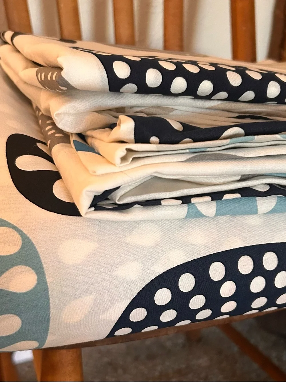 IKEA Navy, Cream and Light Blue Polka Dot Bedding Set